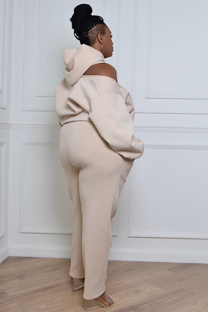 KYOTO HOODED ZIPPER LUXESUIT in Nude