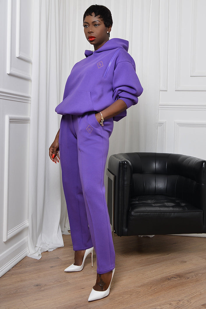KYOTO HOODED ZIPPER LUXESUIT IN PURPLE
