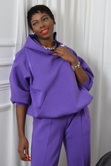 KYOTO HOODED ZIPPER LUXESUIT IN PURPLE