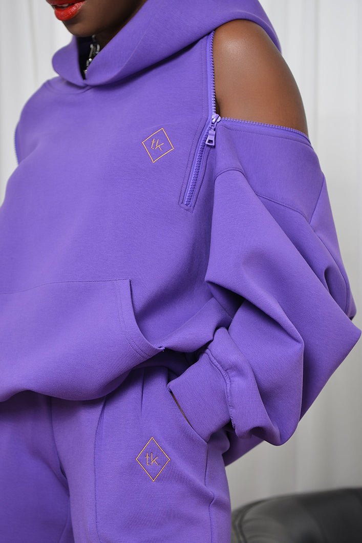 KYOTO HOODED ZIPPER LUXESUIT IN PURPLE