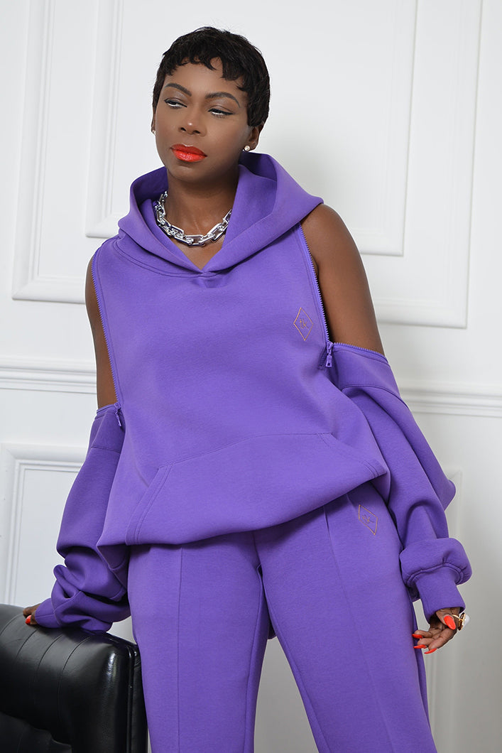 KYOTO HOODED ZIPPER LUXESUIT IN PURPLE
