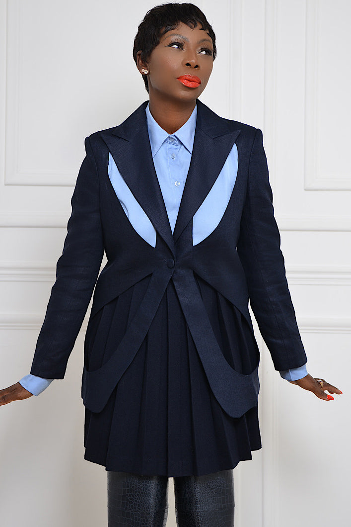 LAHORE CUT OUT BLAZER IN NAVY