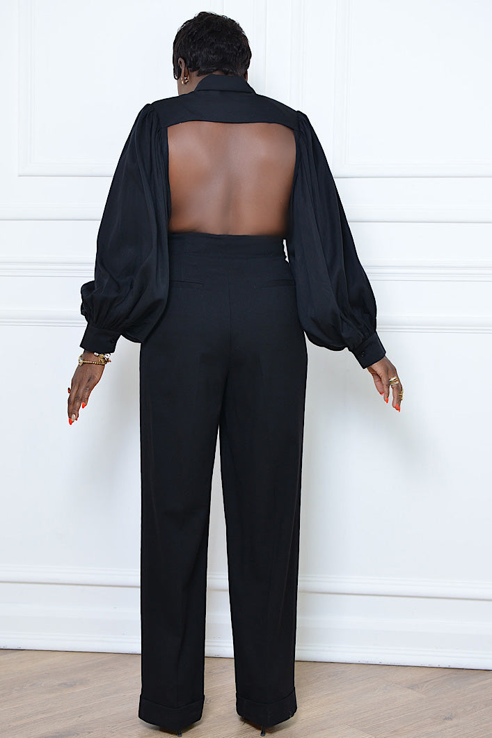 LEIGHTON HIGH WAISTED PANTS IN BLACK