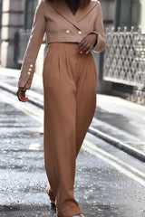 LEIGHTON HIGH WAISTED PANTS IN LIGHT BROWN