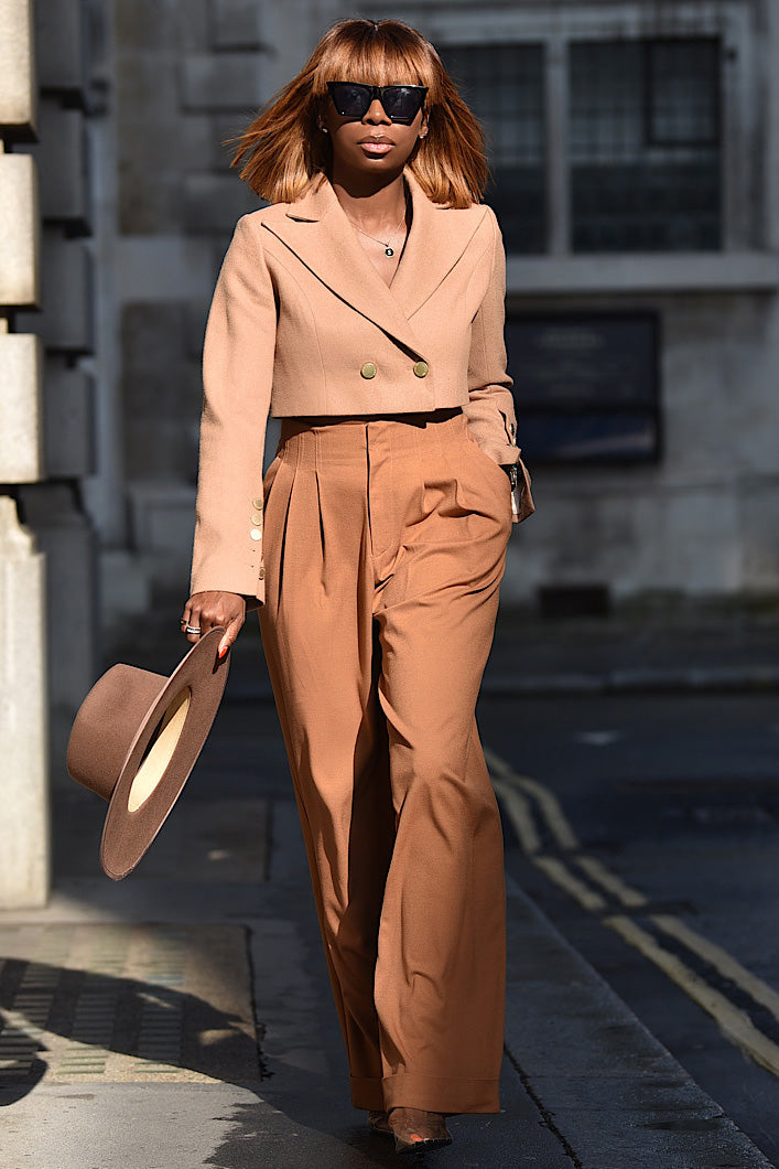 LEIGHTON HIGH WAISTED PANTS IN LIGHT BROWN