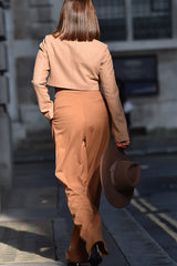 LEIGHTON HIGH WAISTED PANTS IN LIGHT BROWN
