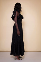 LISBON BRODERIE ANGLAISE MAXI SUNDRESS IN BLACK