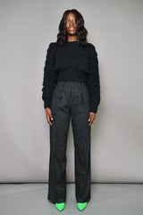 BOLTON TEXTURED CROPPED SWEATER IN BLACK