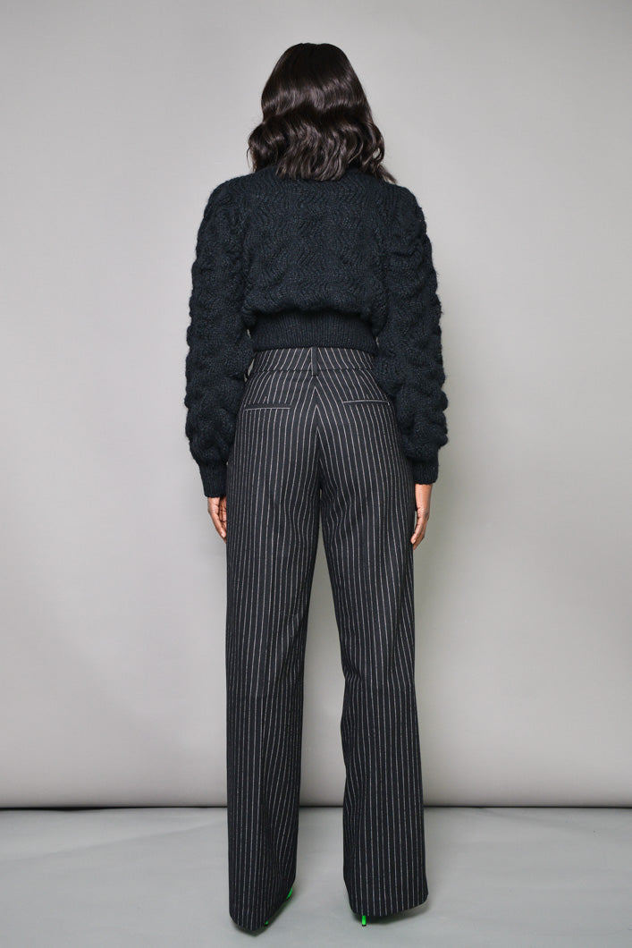 LONDON PINSTRIPED PANTS IN BLACK
