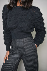 BOLTON TEXTURED CROPPED SWEATER IN BLACK