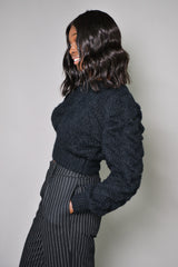 BOLTON TEXTURED CROPPED SWEATER IN BLACK
