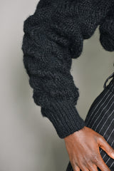 BOLTON TEXTURED CROPPED SWEATER IN BLACK