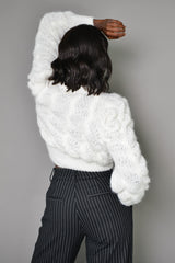 BOLTON TEXTURED CROPPED SWEATER IN OFF WHITE
