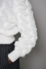 BOLTON TEXTURED CROPPED SWEATER IN OFF WHITE