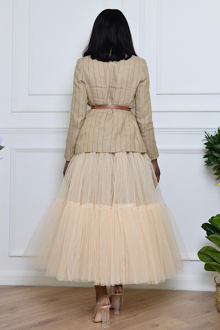 MAYFAIR 22 METER TULLE SKIRT IN SOFT BEIGE