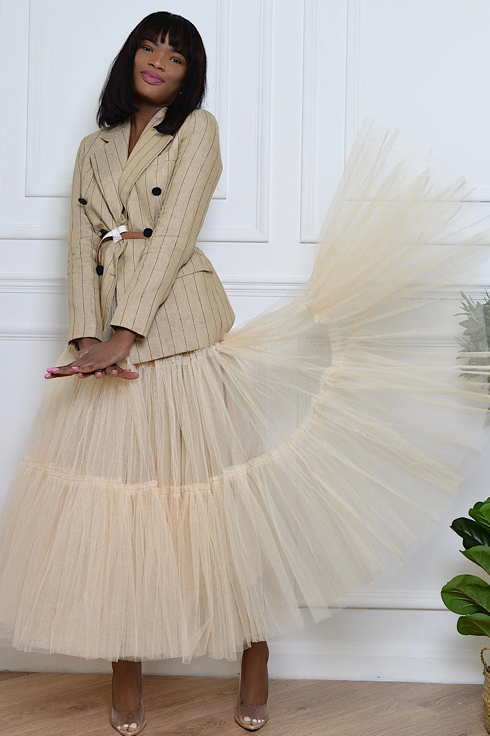 MAYFAIR 22 METER TULLE SKIRT IN SOFT BEIGE