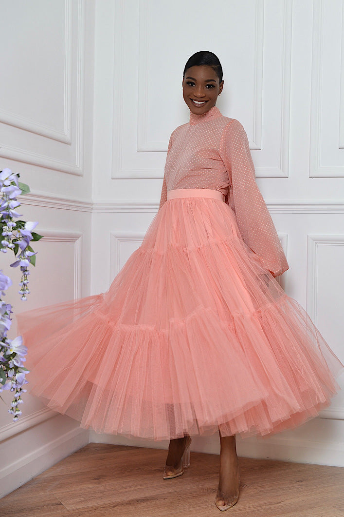 MAYFAIR 22 METER TULLE SKIRT IN SOFT PEACH