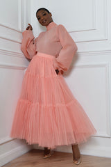 MAYFAIR 22 METER TULLE SKIRT IN SOFT PEACH