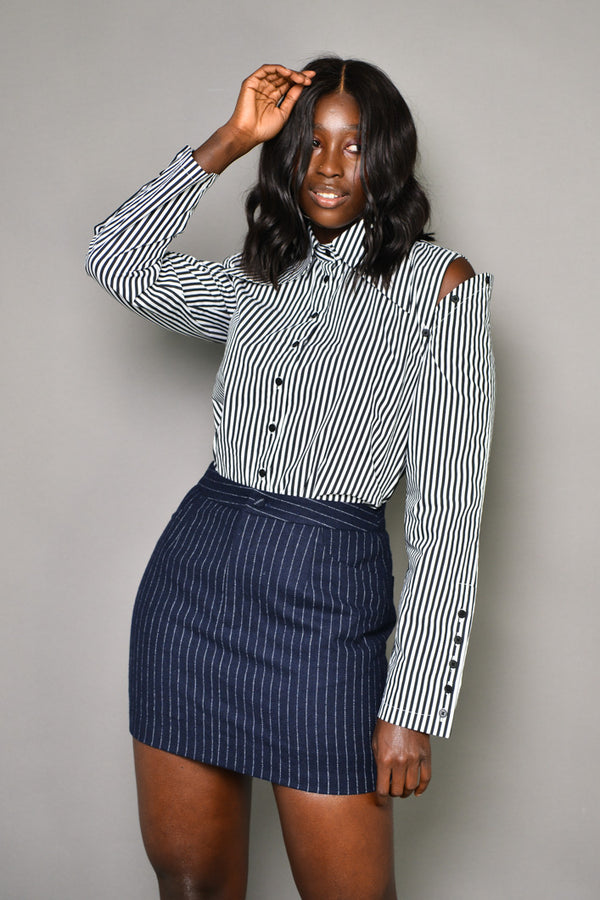 ZURICH STRIPED SHIRT WITH DETACHABLE SLEEVES