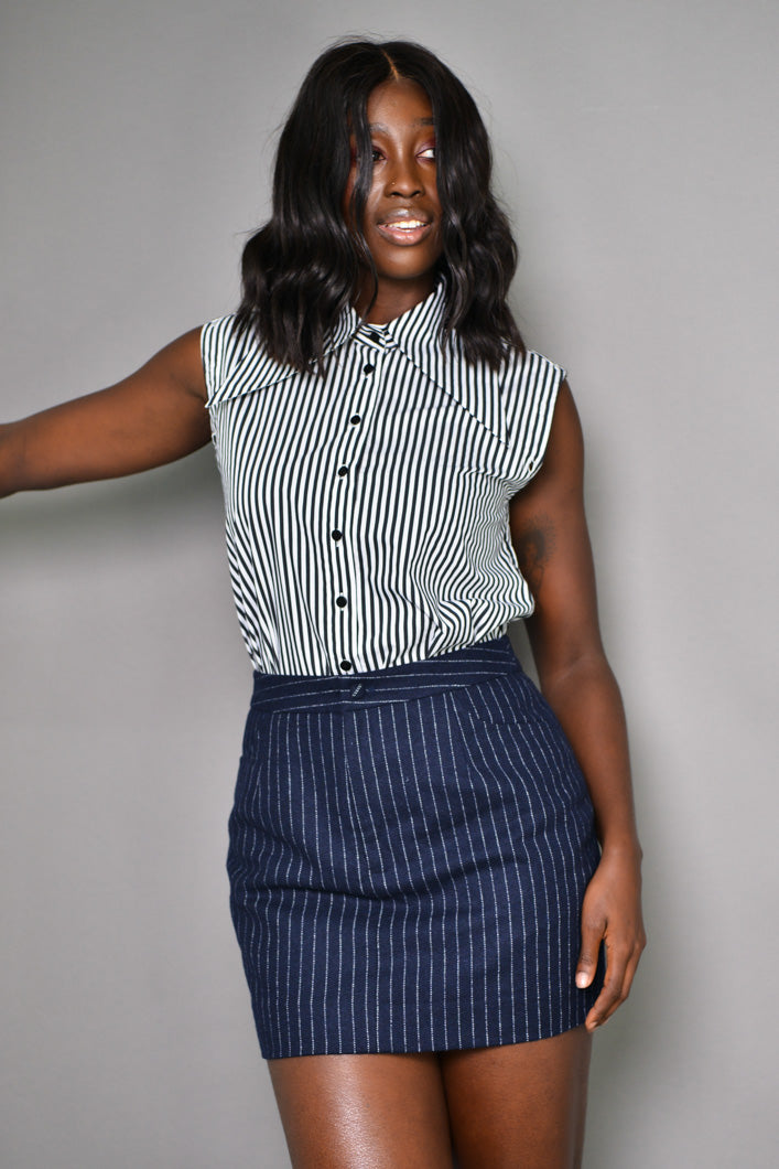 ZURICH STRIPED SHIRT WITH DETACHABLE SLEEVES