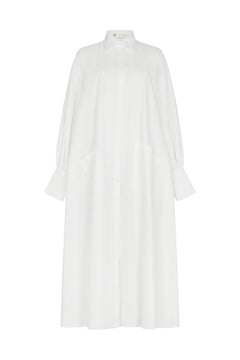 MODENA MAXI FLARED SHIRT DRESS IN OFF WHITE