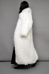 MONTCLAIR MONGOLIAN FAUX FUR COAT IN OFF-WHITE
