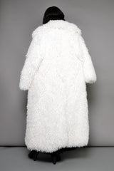 MONTCLAIR MONGOLIAN FAUX FUR COAT IN OFF-WHITE