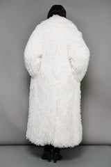 MONTCLAIR MONGOLIAN FAUX FUR COAT IN OFF-WHITE