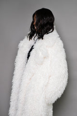 MONTCLAIR MONGOLIAN FAUX FUR COAT IN OFF-WHITE