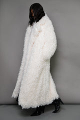 MONTCLAIR MONGOLIAN FAUX FUR COAT IN OFF-WHITE