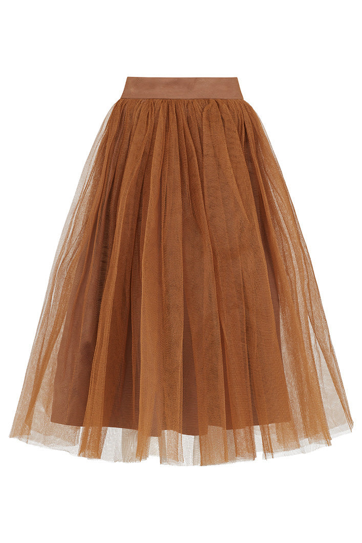 NARA TULLE SKIRT IN BROWN