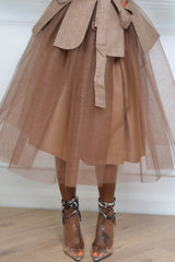 NARA TULLE SKIRT IN BROWN