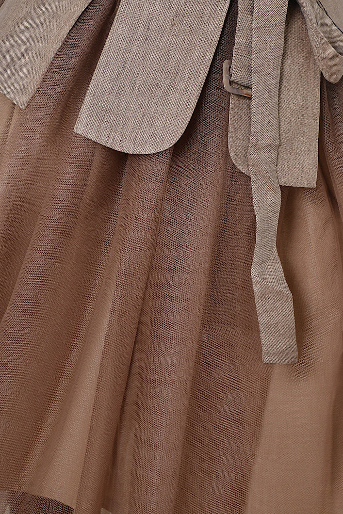 NARA TULLE SKIRT IN BROWN