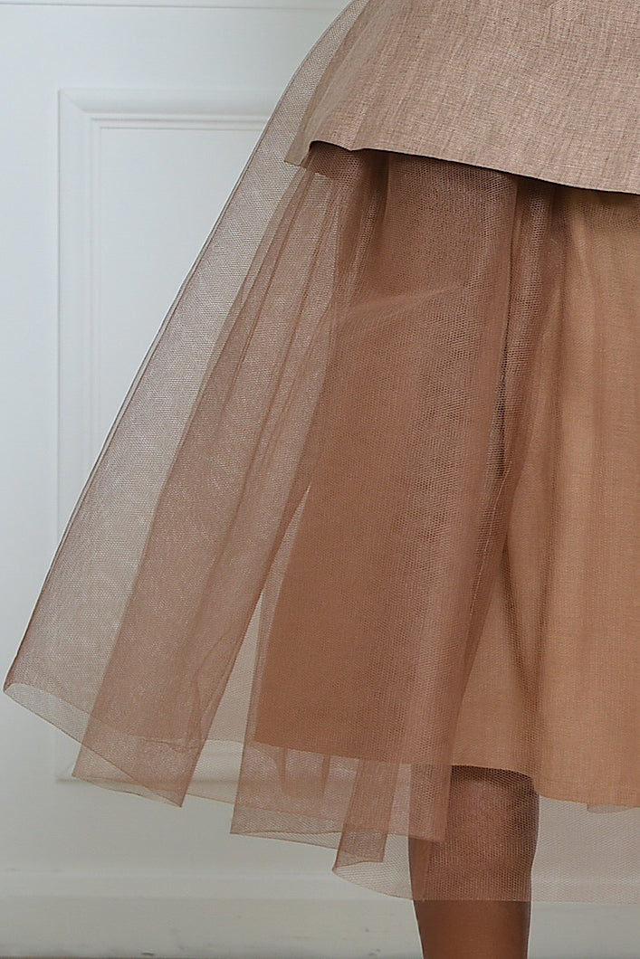 NARA TULLE SKIRT IN BROWN