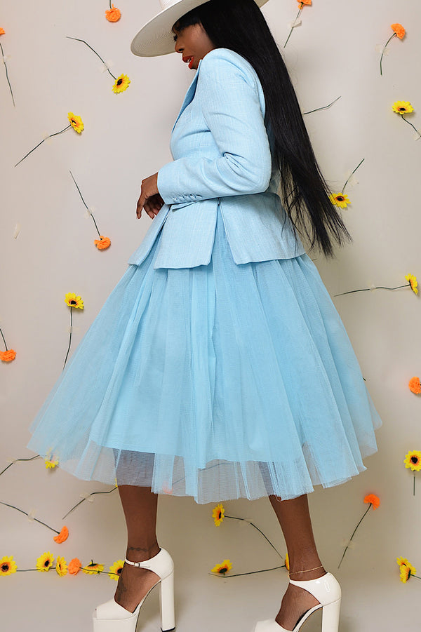 NARA TULLE SKIRT IN BLUE