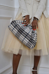ODESSA WOOLLEN CLUTCH BAG IN WHITE