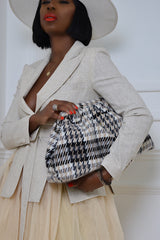 ODESSA WOOLLEN CLUTCH BAG IN WHITE