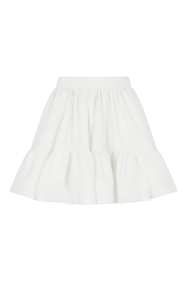 PARMA STRUCTURED RUFFLED MINI SKIRT IN OFF WHITE