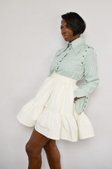 PARMA STRUCTURED RUFFLED MINI SKIRT IN OFF WHITE