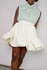 PARMA STRUCTURED RUFFLED MINI SKIRT IN OFF WHITE