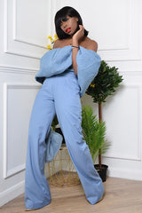 PATERSON POWDER BLUE STRAIGHT LEG PANTS