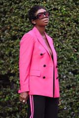 PERRIS DOUBLE BREASTED TAILORED BLAZER IN PINK