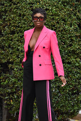 PERRIS DOUBLE BREASTED TAILORED BLAZER IN PINK