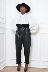 PRAGUE FAUX LEATHER PAPER BAG STYLE PANTS