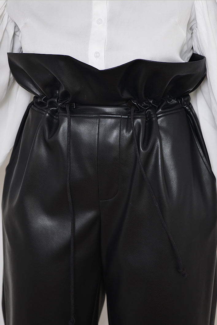 PRAGUE FAUX LEATHER PAPER BAG STYLE PANTS