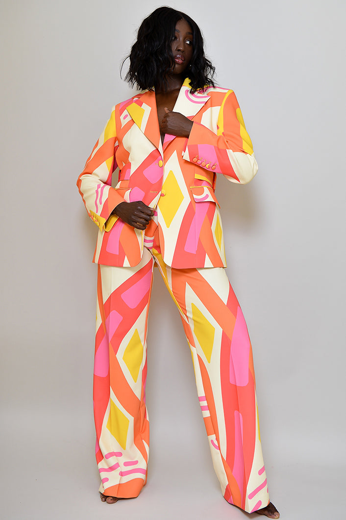 RIO SIDE BELT BLAZER IN KAYSERI PRINT
