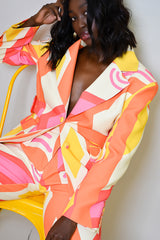 RIO SIDE BELT BLAZER IN KAYSERI PRINT
