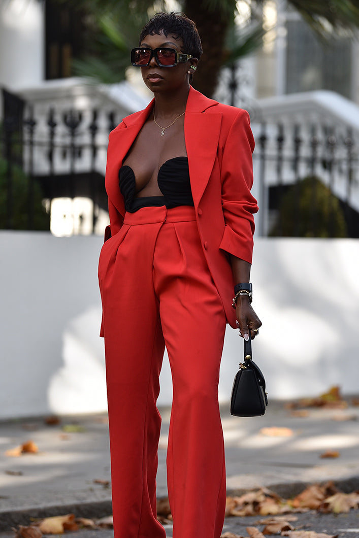 RIO STRAIGHT LEG PANTS IN RED