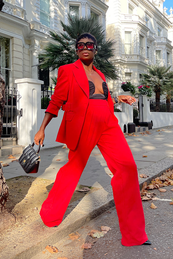 RIO STRAIGHT LEG PANTS IN RED