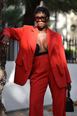 RIO SIDE BELT BLAZER IN RED